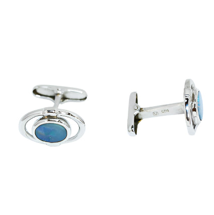 sterling silver doublet opal cufflinks (sscuff7) sterling silver doublet opal cufflinks (sscuff7)