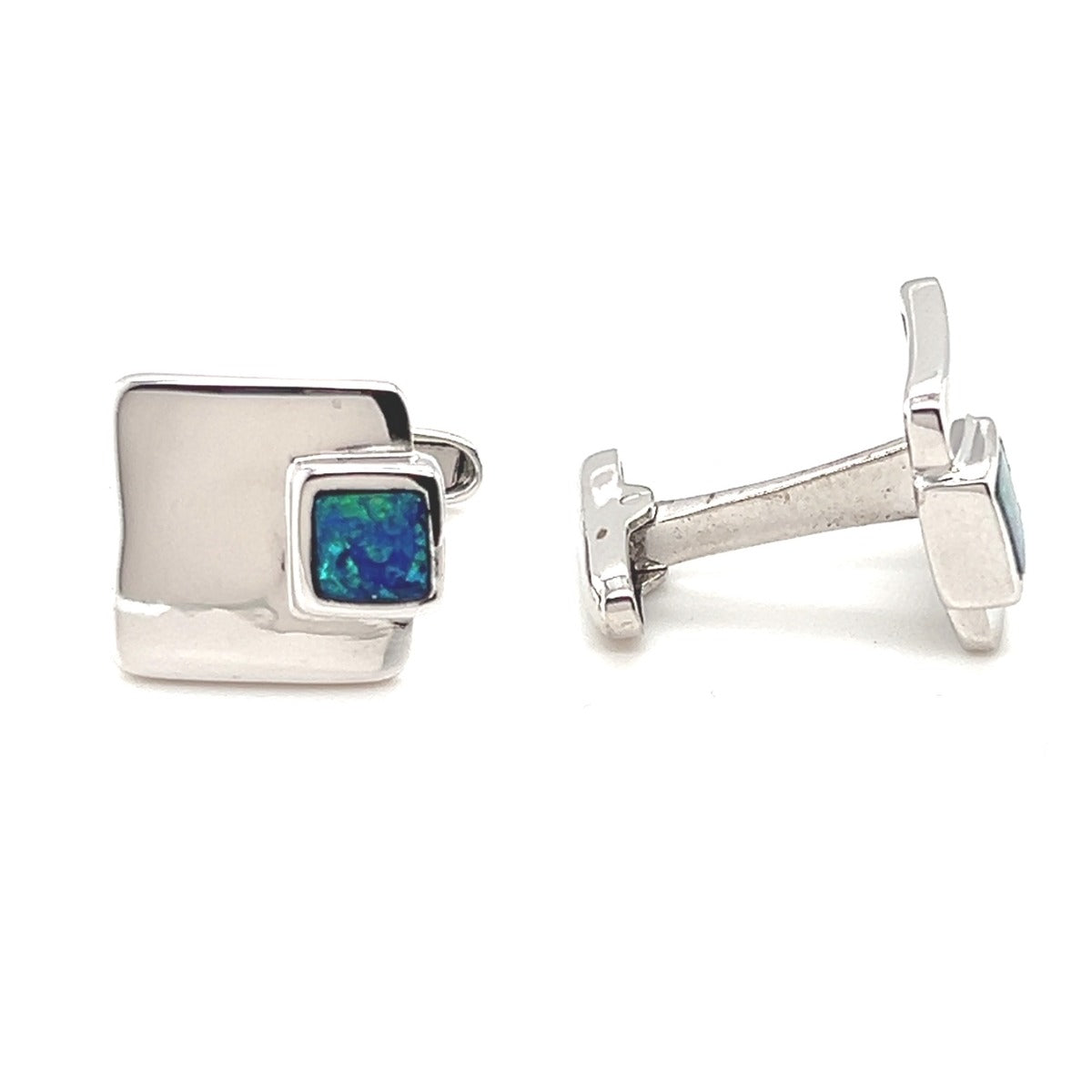 Sterling Silver Doublet Opal Cufflinks (sscuf33) Sterling Silver Doublet Opal Cufflinks (sscuf33)