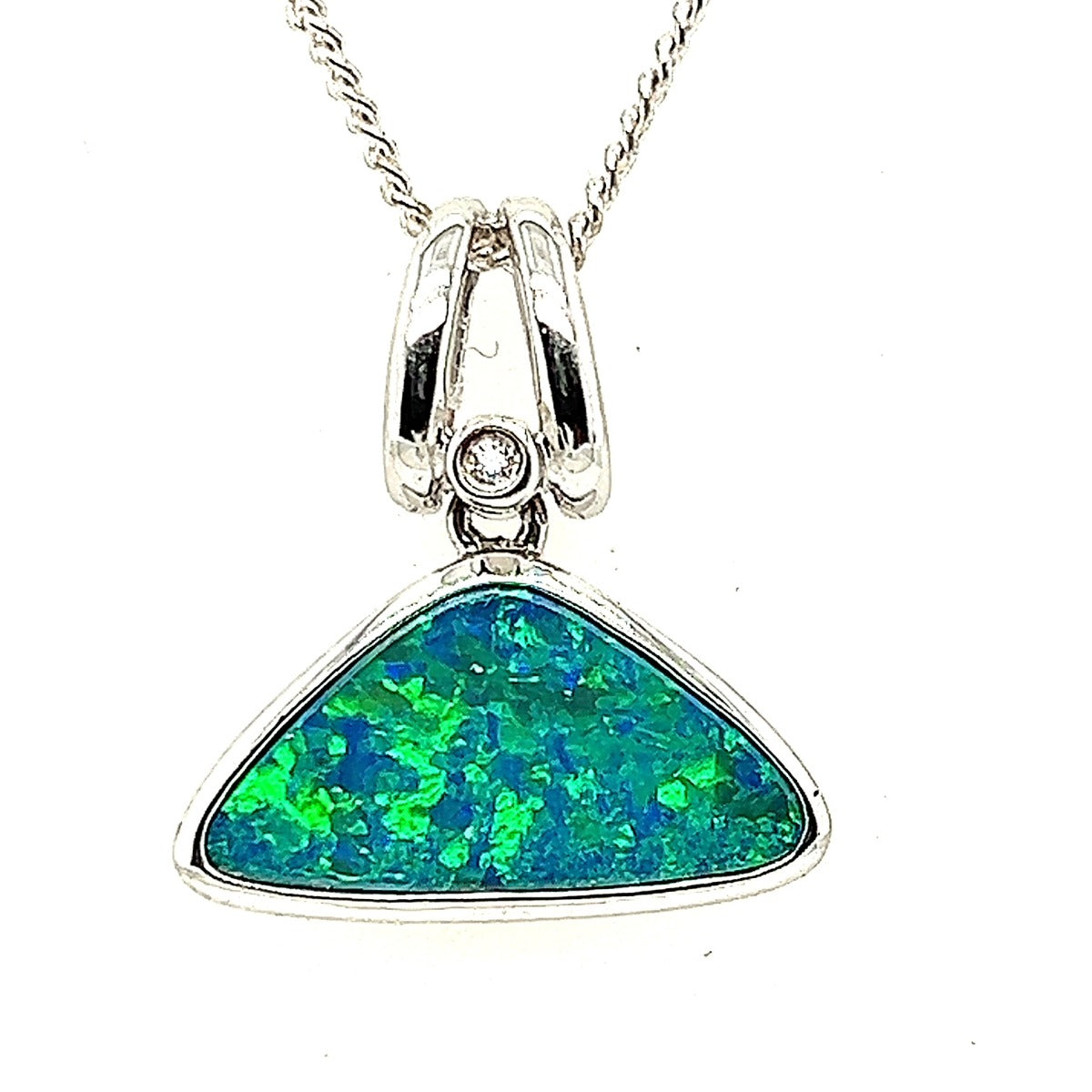 White Gold Doublet Opal Pendant (gdp9627) White Gold Doublet Opal Pendant (gdp9627)