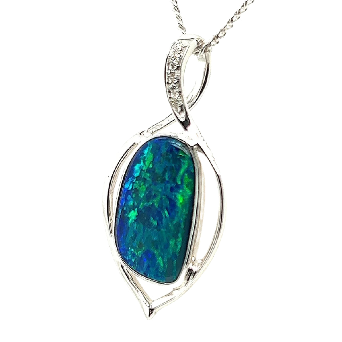 14ct White Gold Doublet Opal Pendant (dp1006) 14ct White Gold Doublet Opal Pendant (dp1006)