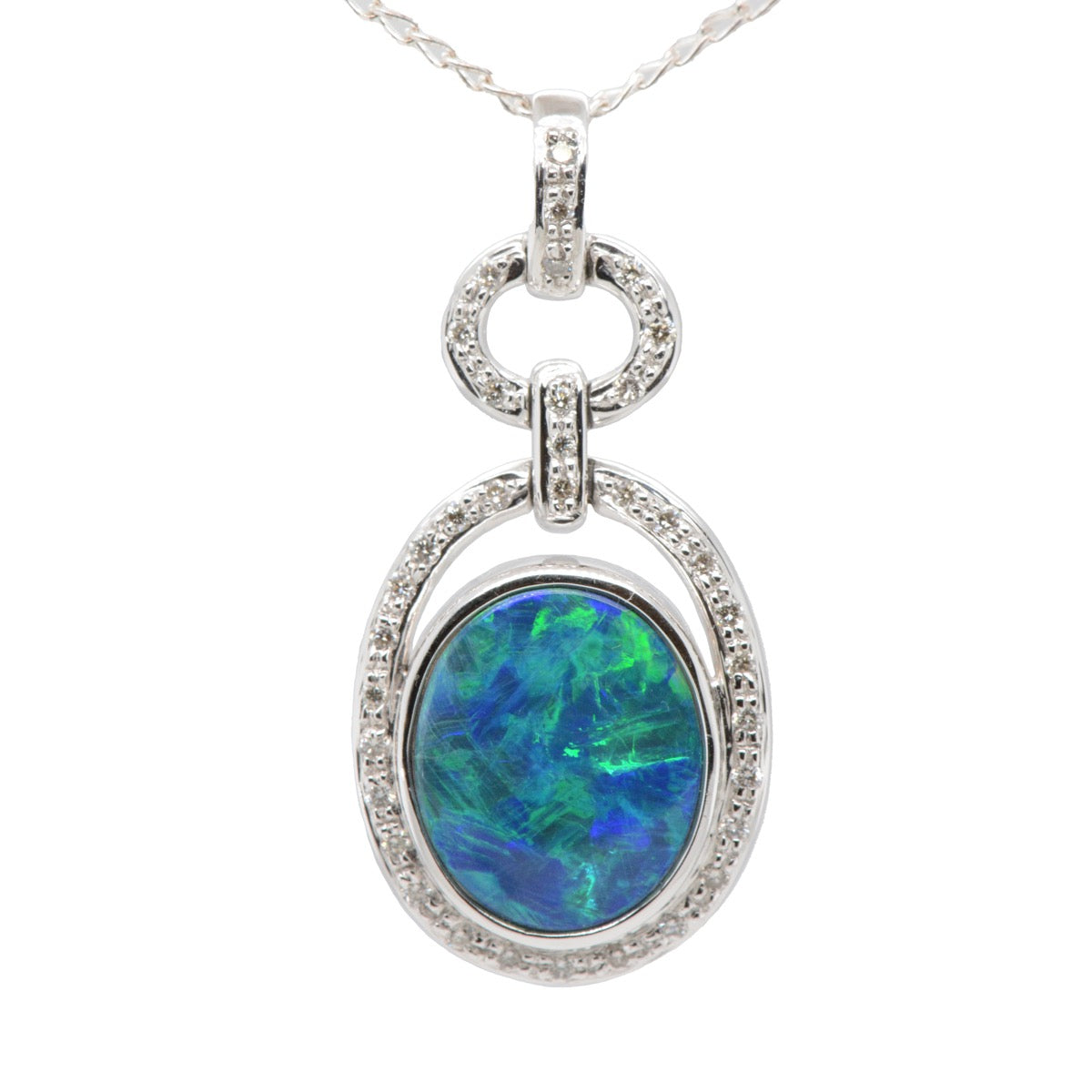 14ct Diamond and Doublet Opal Pendant (dp2006)