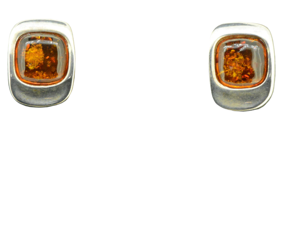 Sterling Silver Square Shaped Amber Earrings (ambear8086) Sterling Silver Square Shaped Amber Earrings (ambear8086)