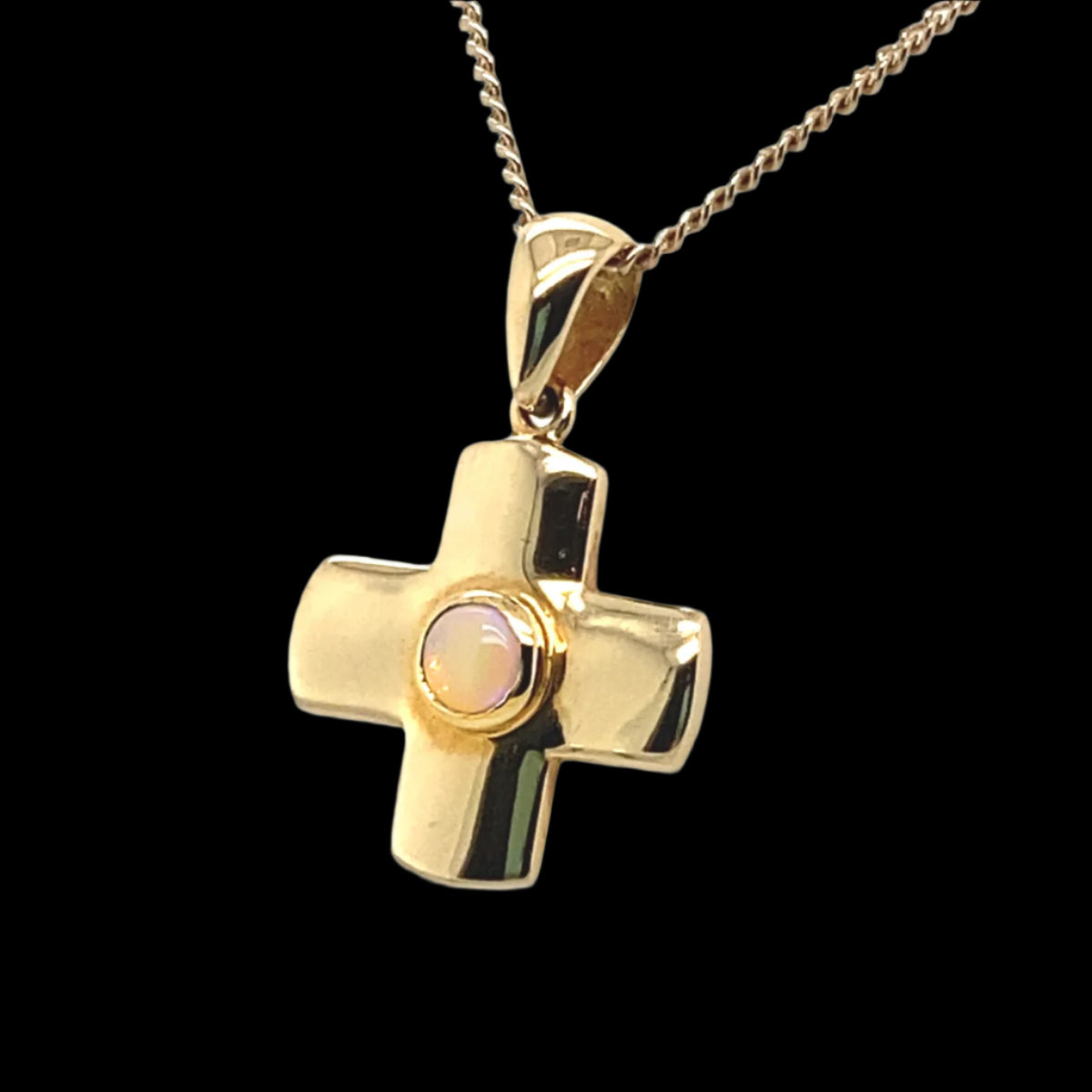 18ct Yellow Gold Inlaid Opal Cross Pendant (sp2332) 18ct Yellow Gold Inlaid Opal Cross Pendant (sp2332)