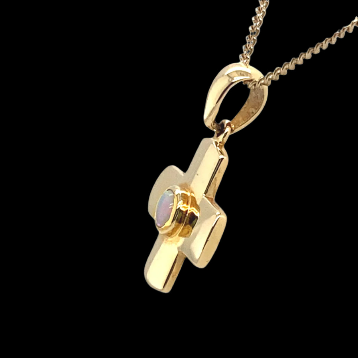 18ct Yellow Gold Inlaid Opal Cross Pendant (sp2332) 18ct Yellow Gold Inlaid Opal Cross Pendant (sp2332)
