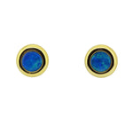 14ct Yellow Gold Circle Doublet Opal Earrings (dear680)