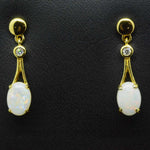Oval shaped gold plated solid opal earrings (gpse62)