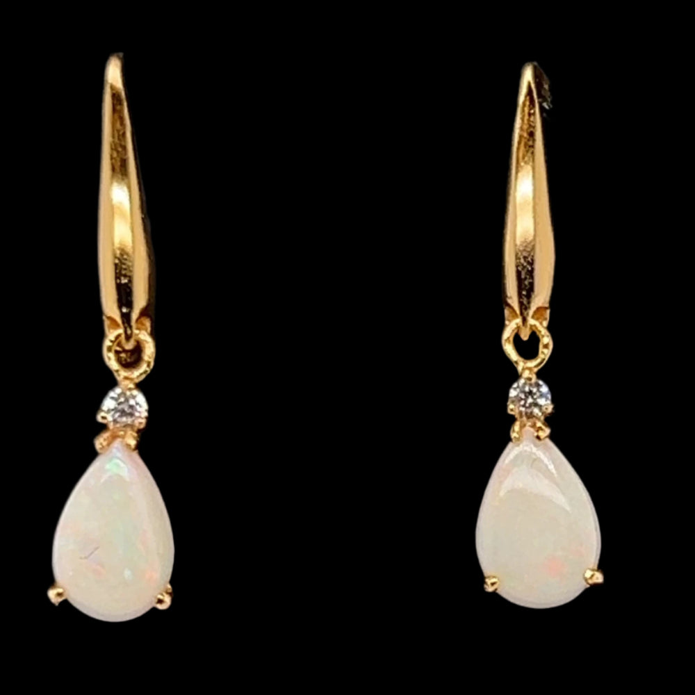 Gold plated tear drop solid opal earrings (gpse696)
