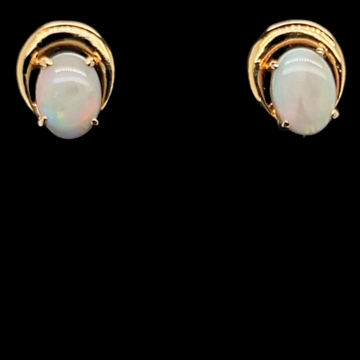 Gold plated solid opal horse shoe earrings (gpse65) Gold plated solid opal horse shoe earrings (gpse65)