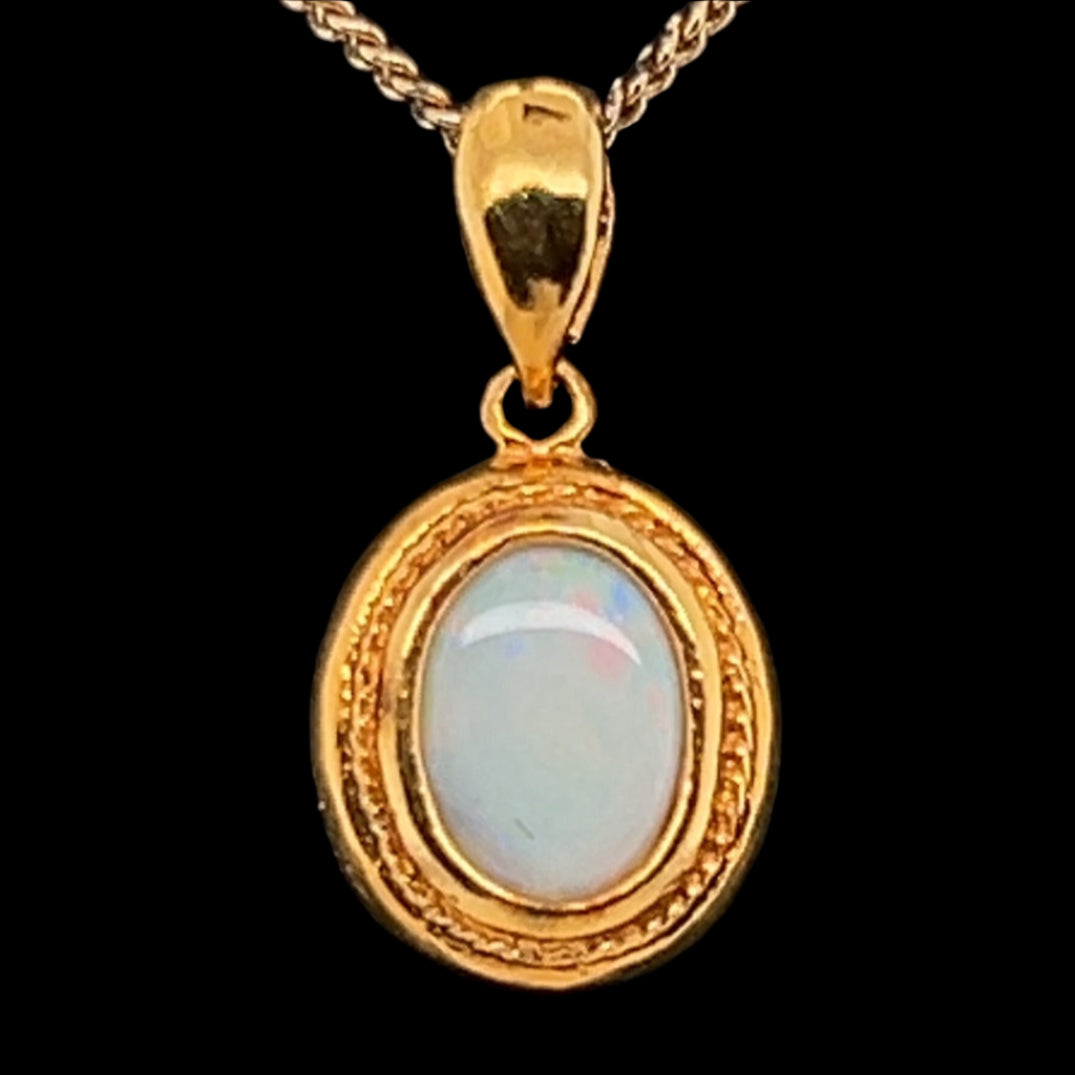 Gold Plated Sterling Silver Solid Opal Pendant (gpsp105)
