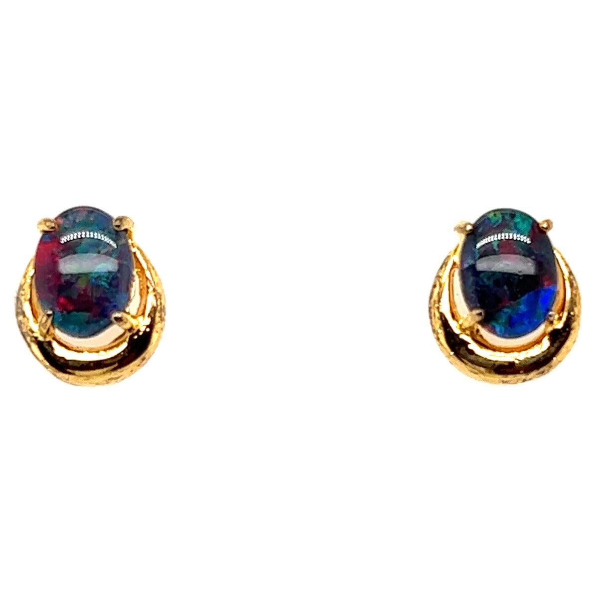 Gold plated triplet opal horseshoe shaped earrings (gpte6505) Gold plated triplet opal horseshoe shaped earrings (gpte6505)