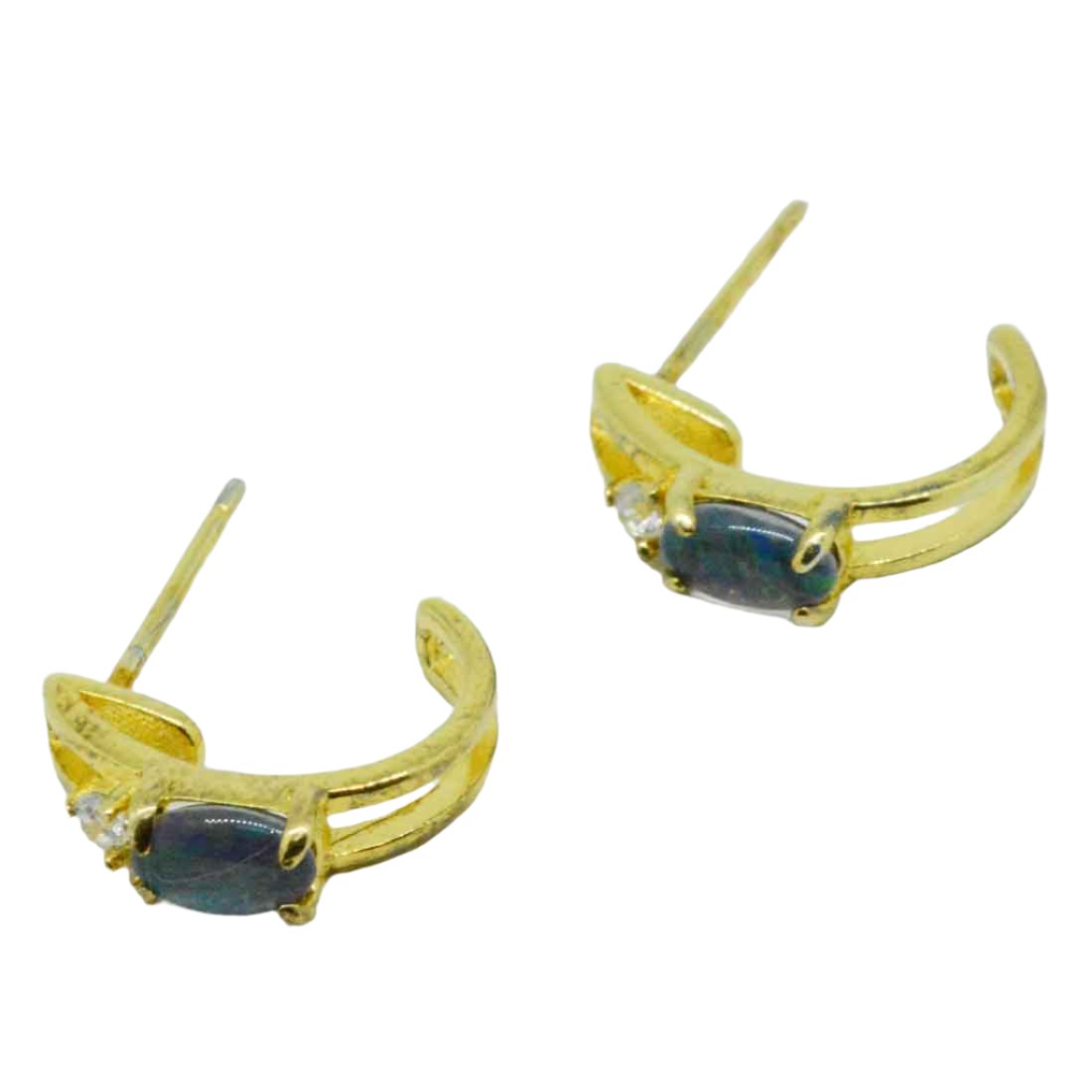 gold plated triplet opal loop earrings (gpte6507) gold plated triplet opal loop earrings (gpte6507)