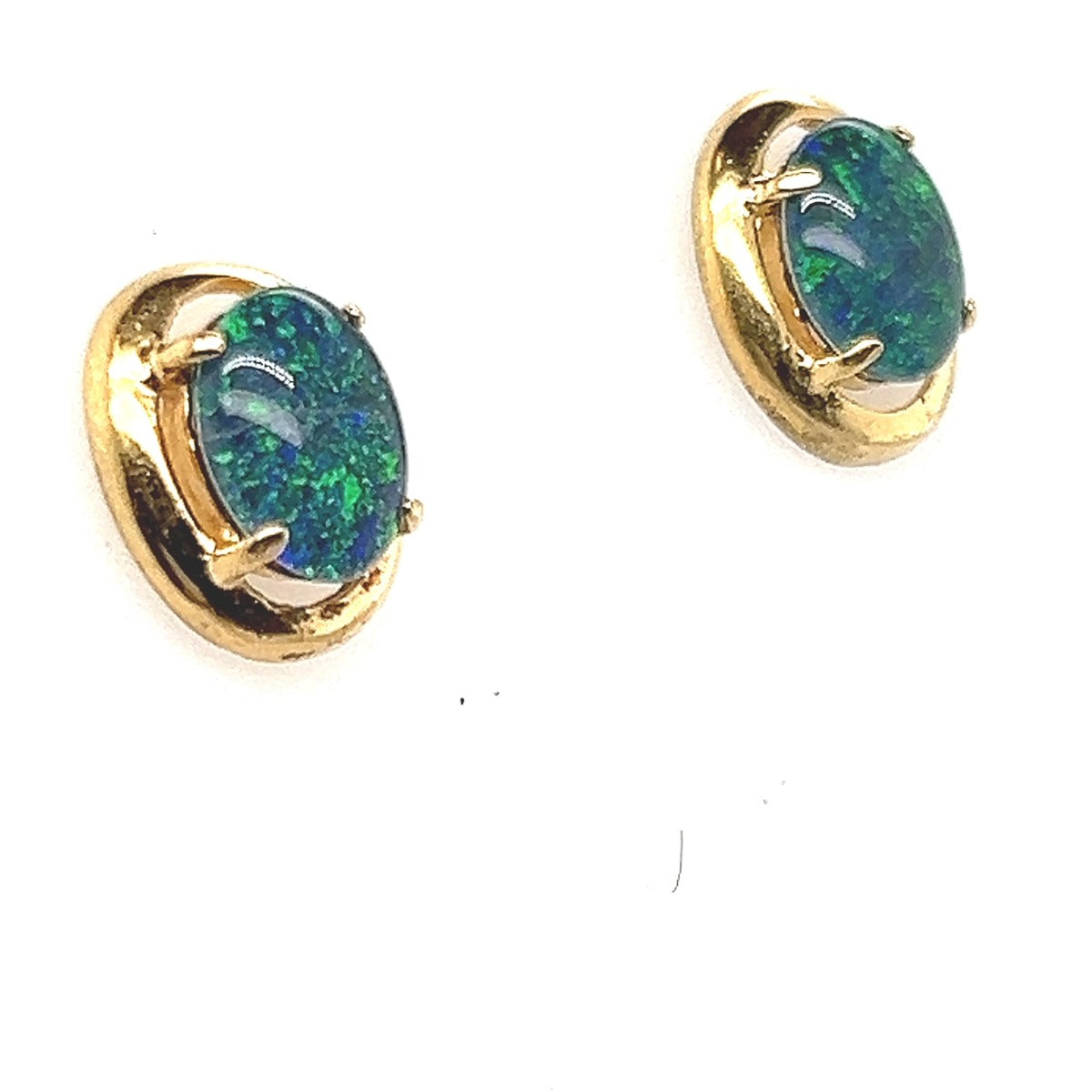 Sterling Silver Gold Plated Triplet Opal Earrings (gpte2040) Sterling Silver Gold Plated Triplet Opal Earrings (gpte2040)