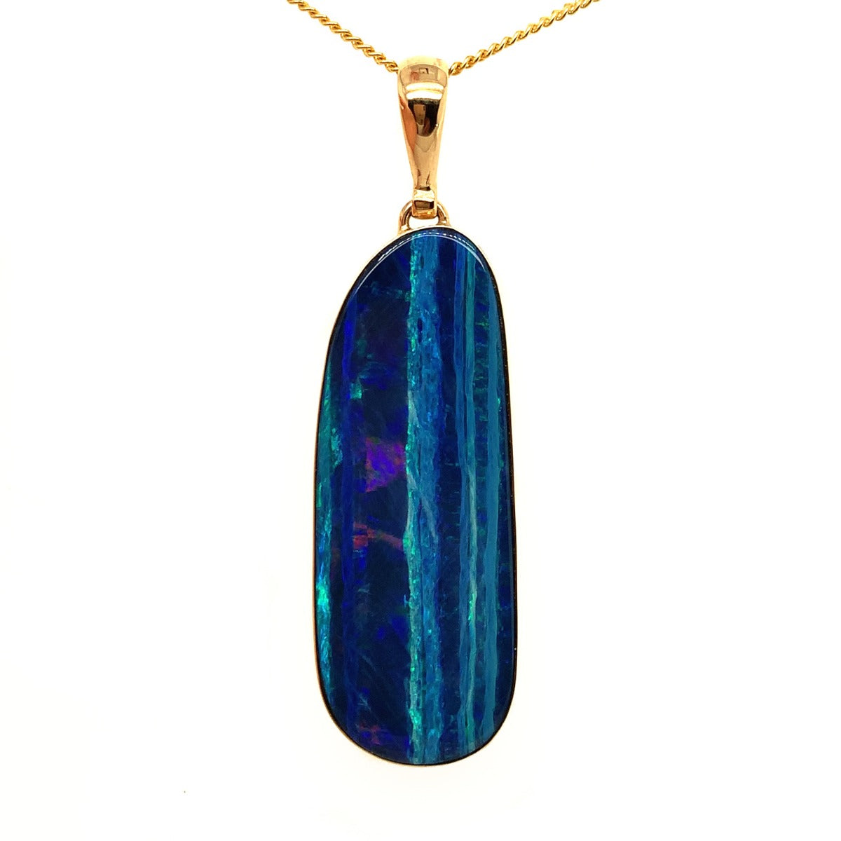 9ct Yellow Gold Doublet Opal pendant (41x 15mm) 9ct Yellow Gold Doublet Opal pendant (41x 15mm)