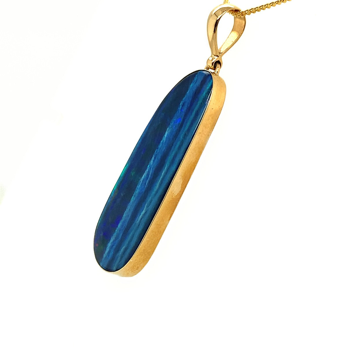 9ct Yellow Gold Doublet Opal pendant (41x 15mm) 9ct Yellow Gold Doublet Opal pendant (41x 15mm)