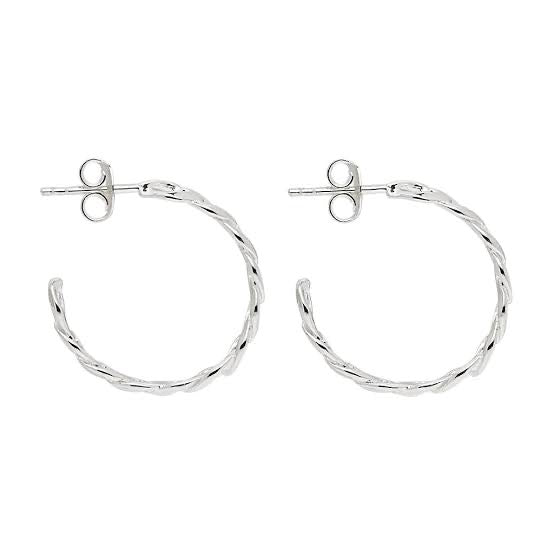 Najo - Curb Large Silver Hoop Earring
