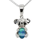 14ct White Gold Doublet Opal Pendant Koala