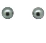 18ct yellow gold black Tahitian pearl stud earrings (pe6491)