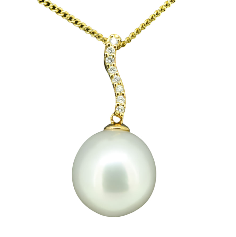 18CT Yellow Gold White South Sea Pearl Pendant (PEARL8)