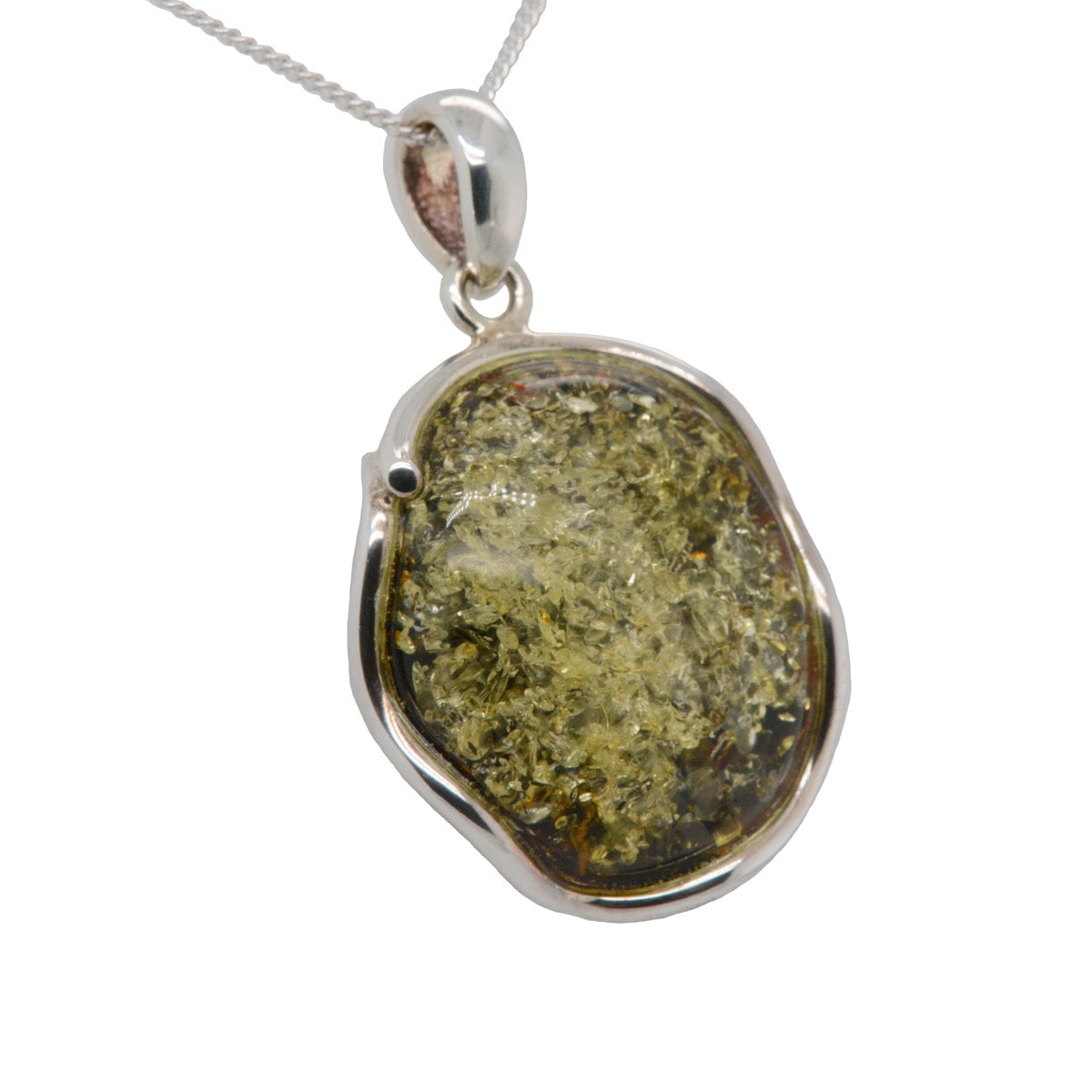 Sterling Silver Green Amber Pendant (SAP2019)