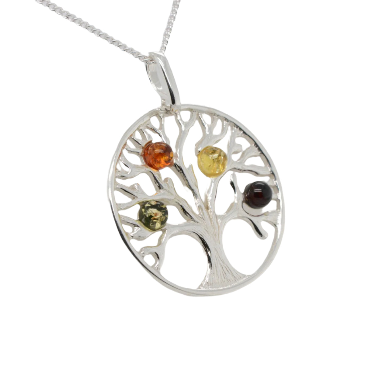 Sterling Silver Amber Tree Pendant (sap2025)