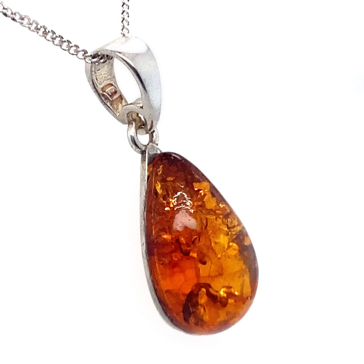 Sterling Silver Drop Amber Pendant (sap2034)