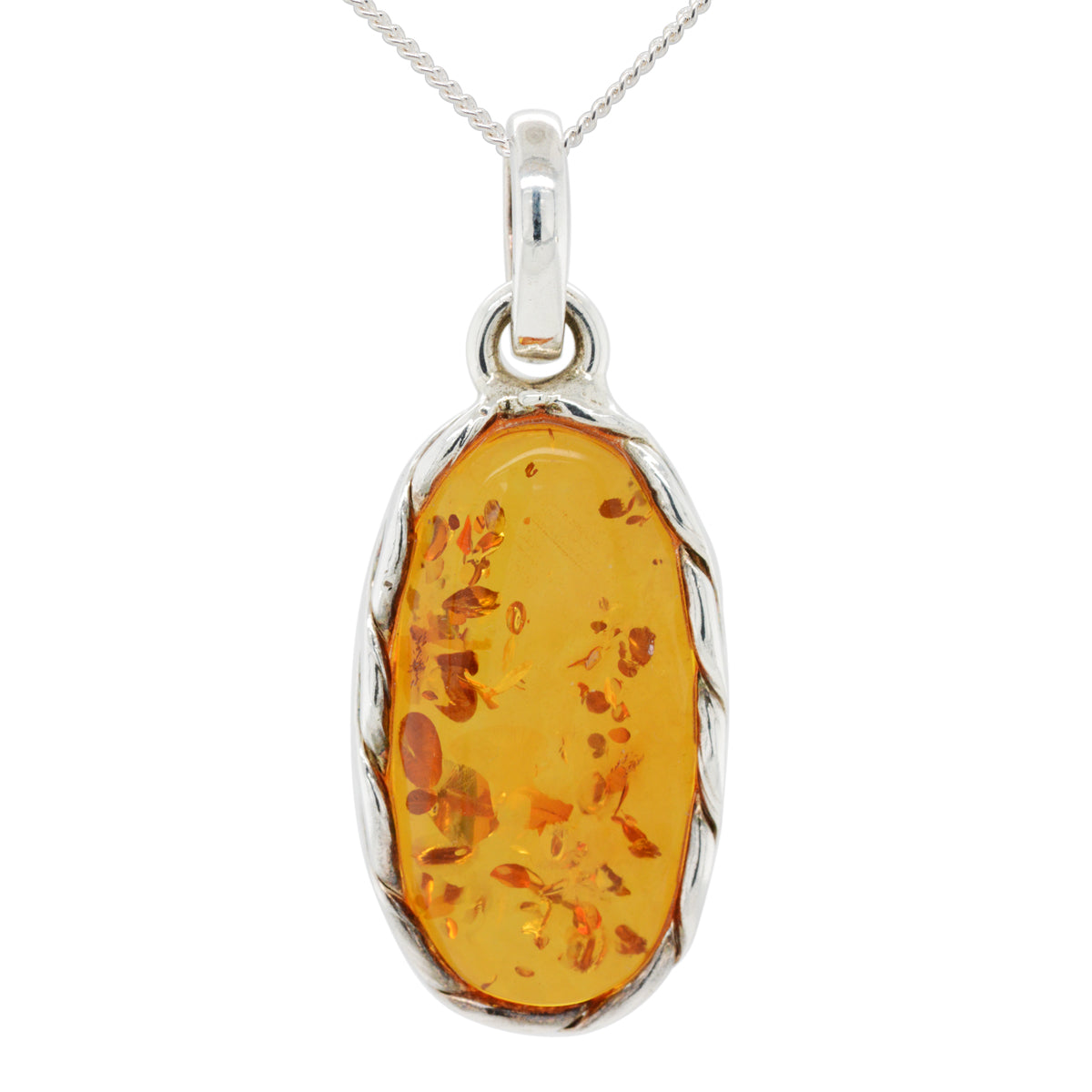 Sterling Silver Amber Pendant (sap103)