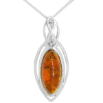 Sterling Silver Marquise Cut Amber Pendant (SAP6954)