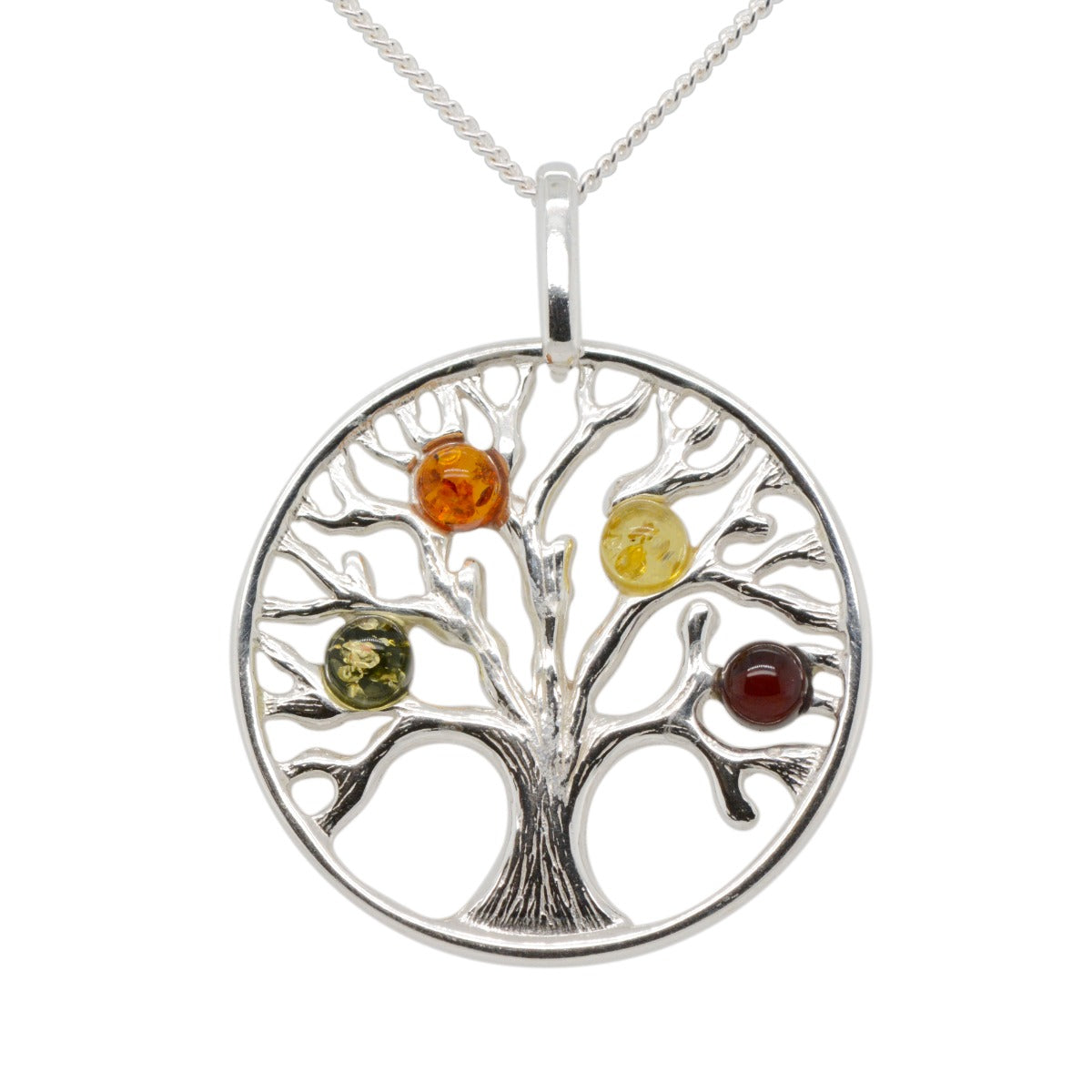 Sterling Silver Amber Tree Pendant (sap2025)