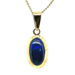 10ct Gold Solid Black Opal Pendant (sblkp203)
