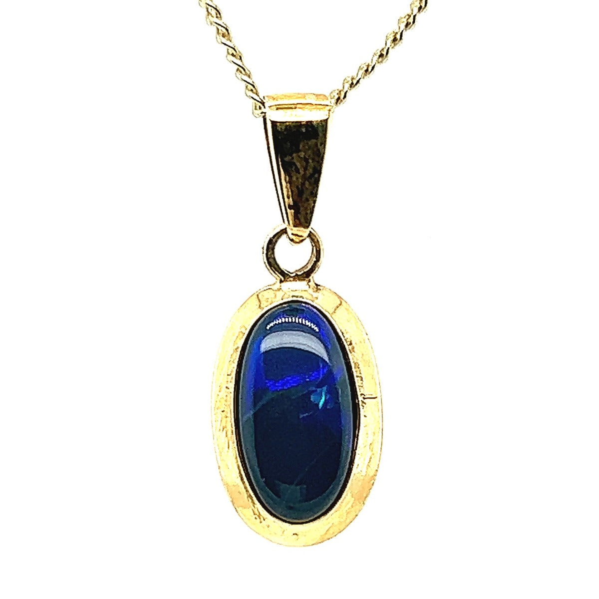 10ct Gold Solid Black Opal Pendant (sblkp203) 10ct Gold Solid Black Opal Pendant (sblkp203)