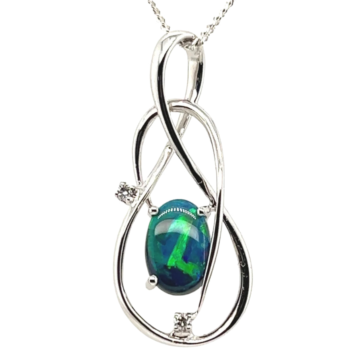 18ct White Gold Solid Black Opal Pendant (sbp22) 18ct White Gold Solid Black Opal Pendant (sbp22)