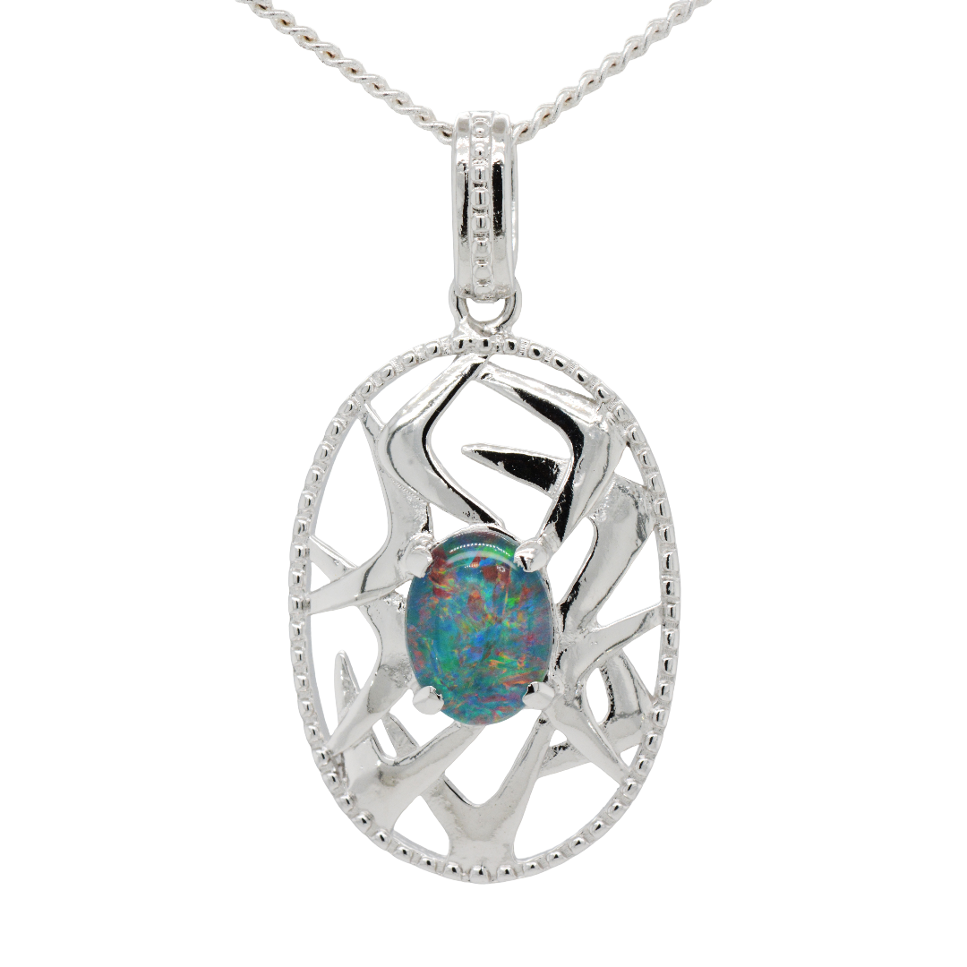Sterling Silver Triplet Opal Pendant (SSTP533) Sterling Silver Triplet Opal Pendant (SSTP533)
