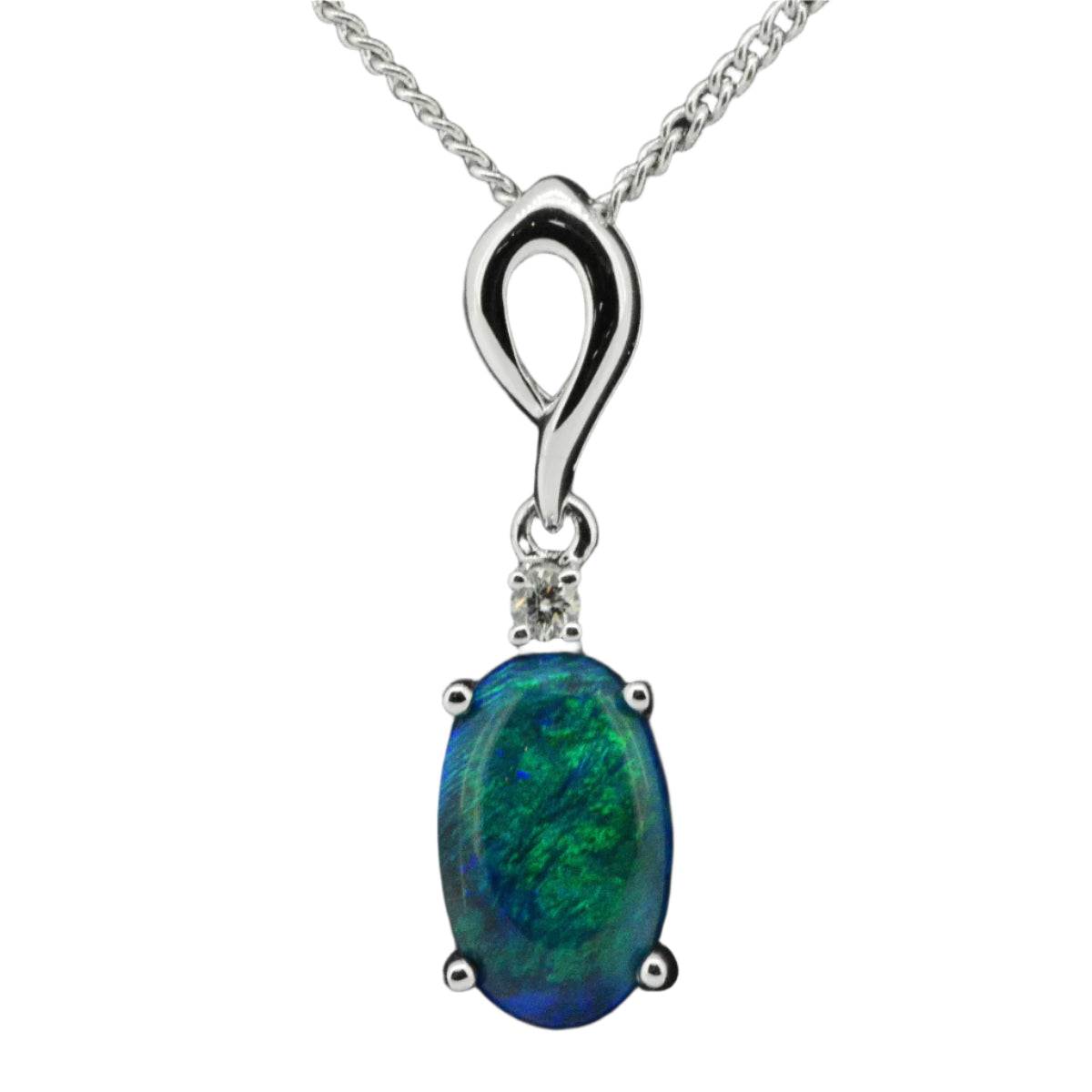 18ct white gold black opal pendant (sp7877) 18ct white gold black opal pendant (sp7877)