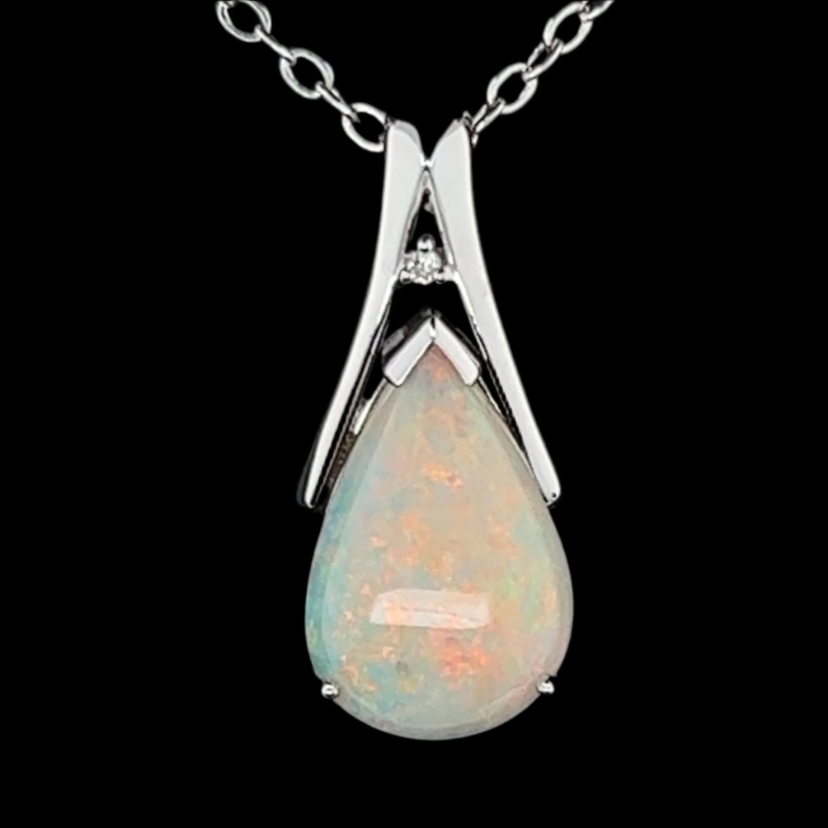 14ct White Gold Solid Opal Pendant (sp2120) 14ct White Gold Solid Opal Pendant (sp2120)
