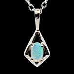 18ct White Gold Solid Opal Pendant (sp671)