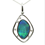 Black Opal pendant set in 18ct white gold (sp4853)