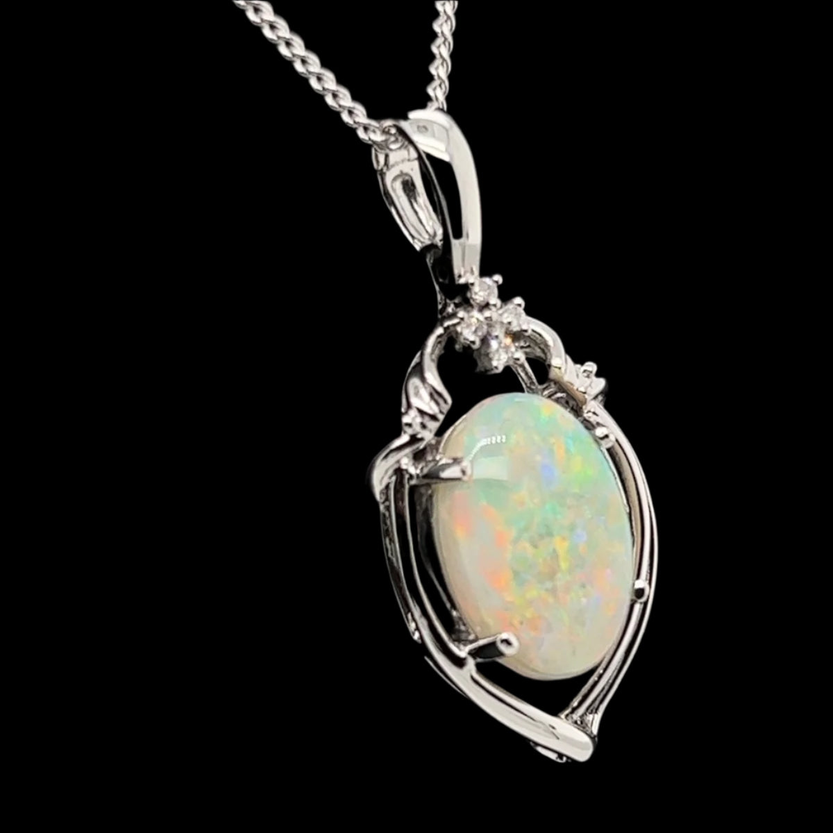14ct White Gold Solid Opal Pendant (sp801) 14ct White Gold Solid Opal Pendant (sp801)