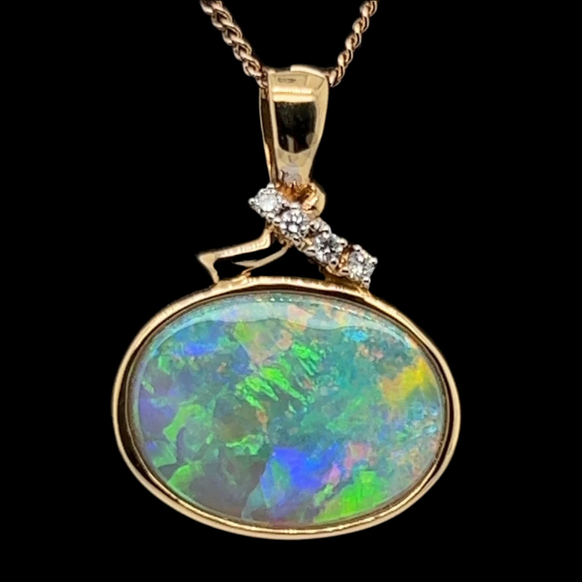 18ct Gold Black Opal Pendant (sp802)