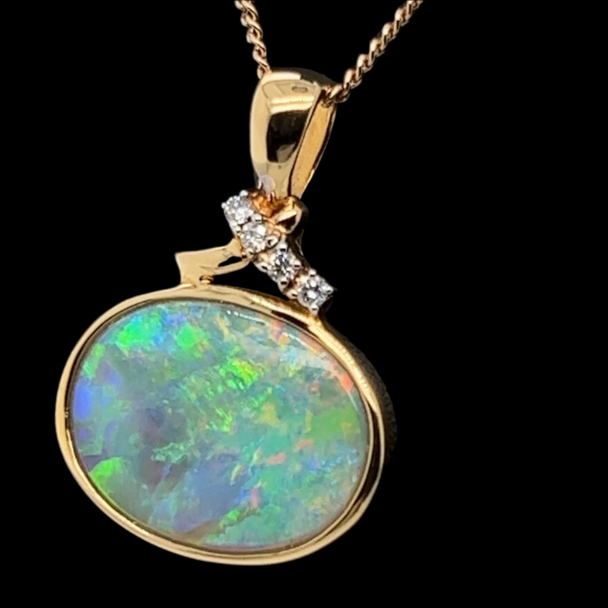 18ct Gold Black Opal Pendant (sp802)