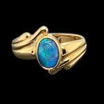 Black opal ring set in 18ct yellow gold (sr8050)