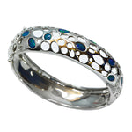 9 Opal Sterling Silver Doublet Opal Bangle (bangle2)
