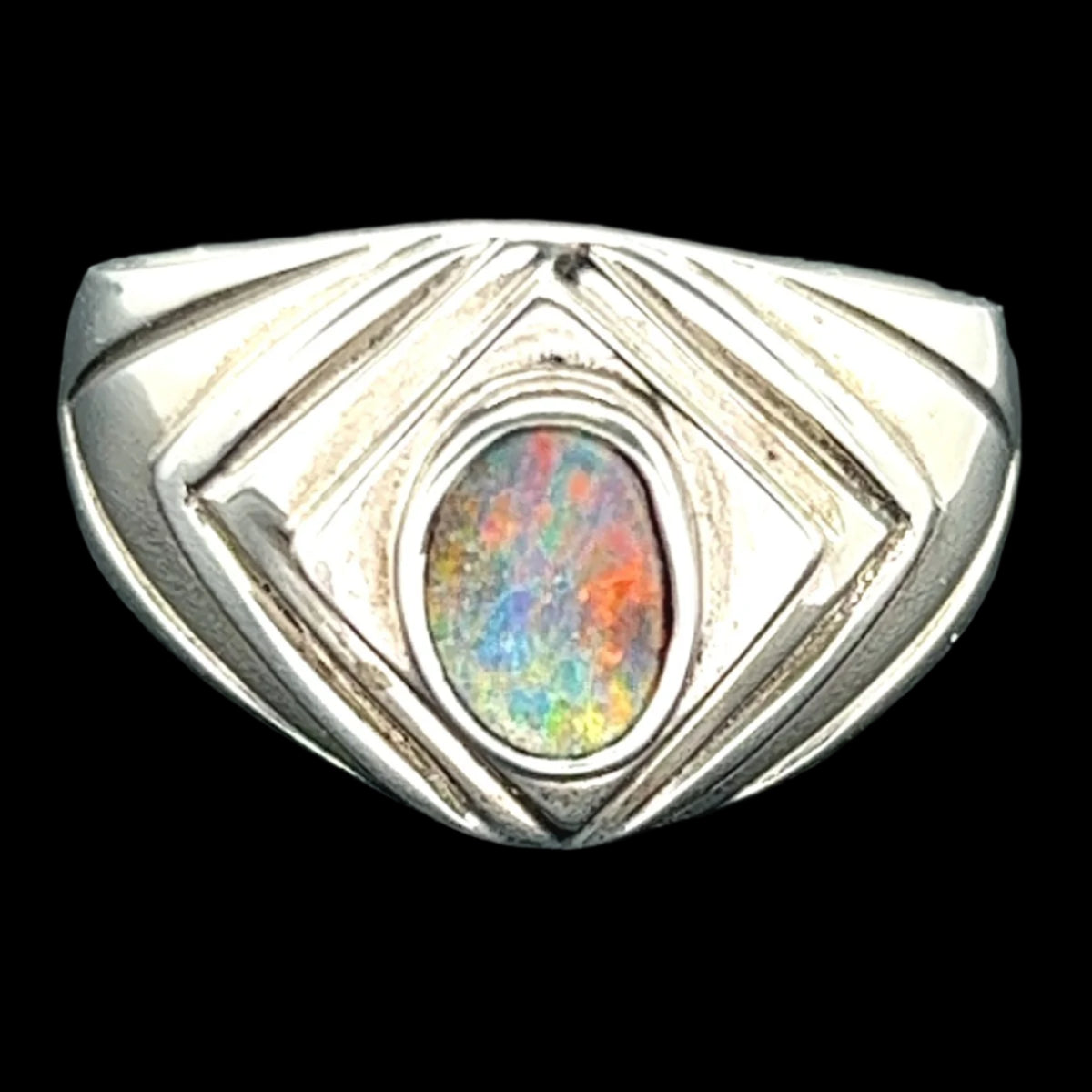 Sterling Silver Solid Boulder Opal Ring (sssr2257)