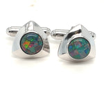 Sterling Silver Mosaic Opal Cufflinks (sscuff16)