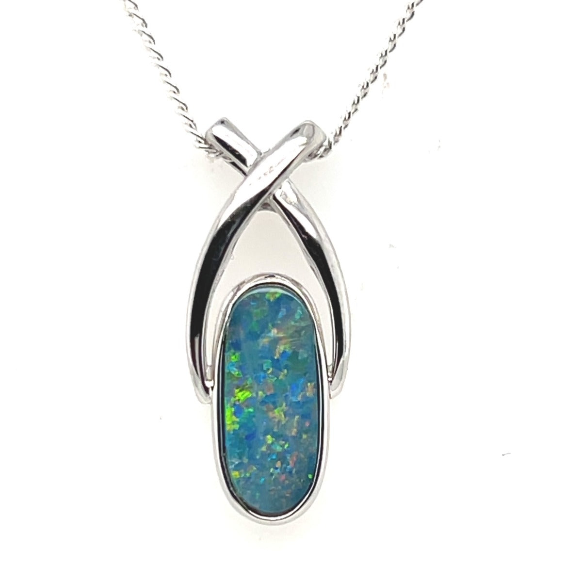 STERLING SILVER DOUBLET OPAL PENDANT (SSDP4209) STERLING SILVER DOUBLET OPAL PENDANT (SSDP4209)