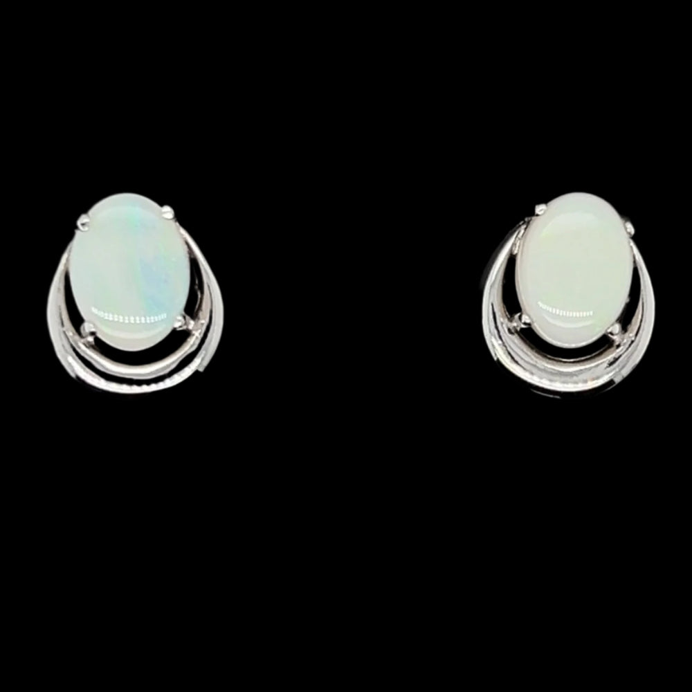 Sterling Silver Solid Opal Earrings (ssse100)