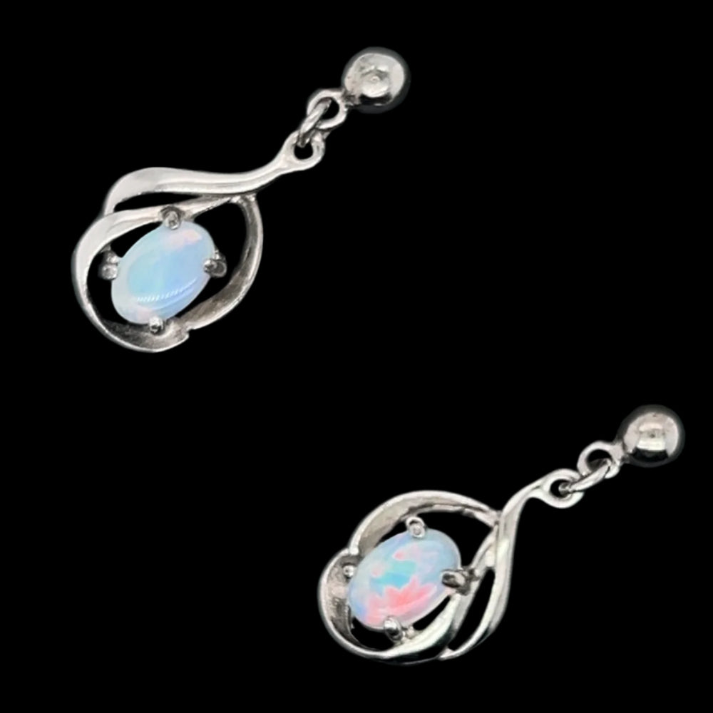 Sterling Silver Solid Opal Earrings (sse223)
