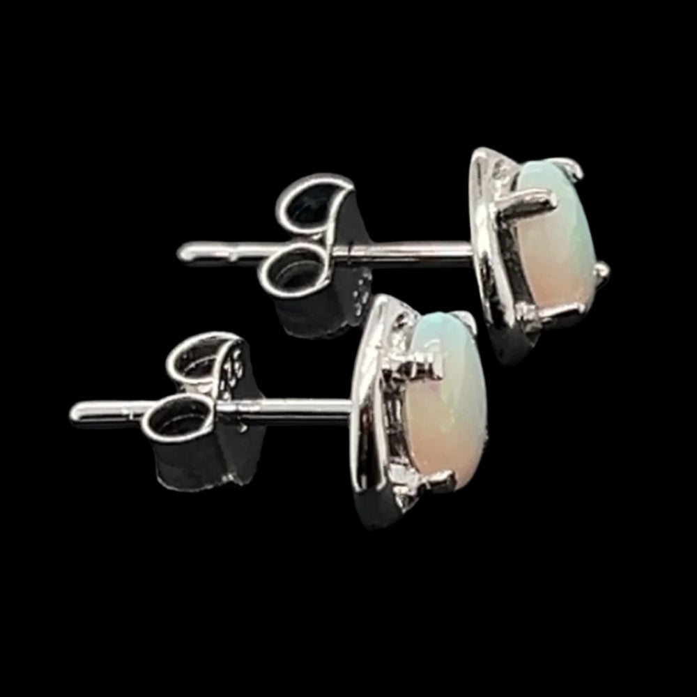Sterling Silver Solid Opal Earrings (ssse371)