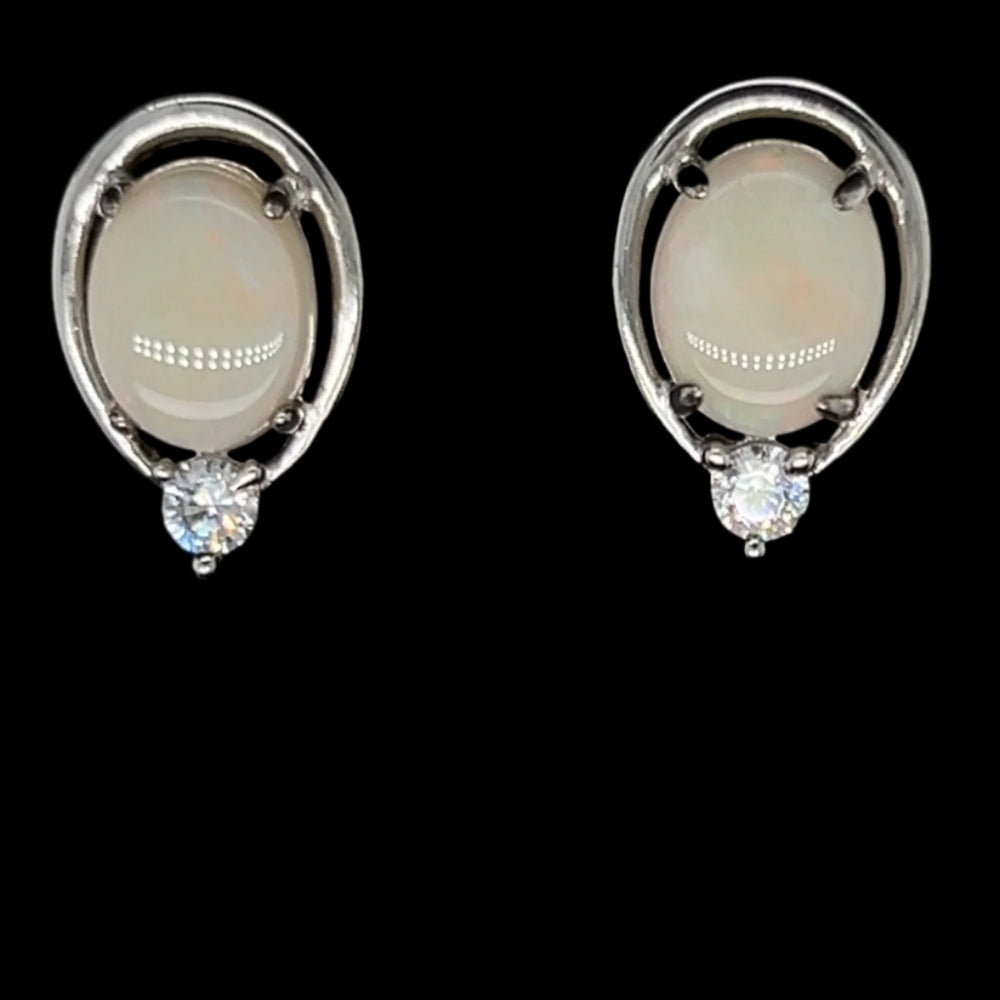 Sterling Silver Solid Opal Earrings (sss228) Sterling Silver Solid Opal Earrings (sss228)
