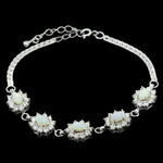 Sterling Silver Solid Opal Bracelet set with Crystals (sssb7509)
