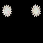 Sterling Silver Solid Opal Earrings With Crystals (ssse7974)